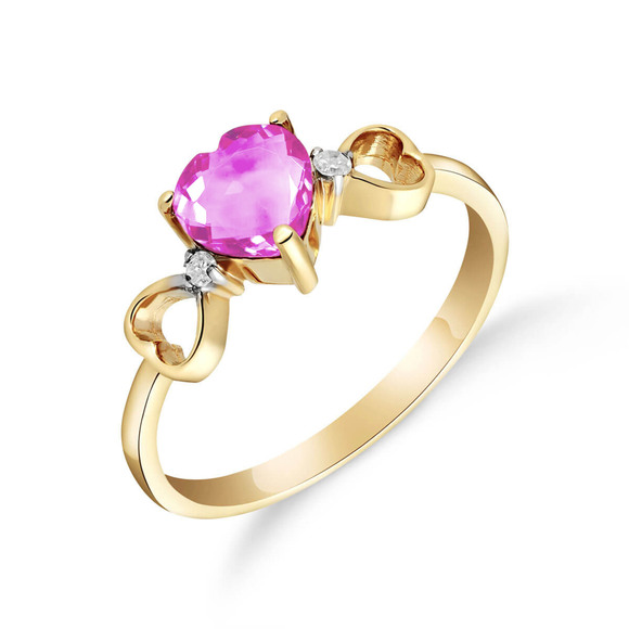 Galaxy Gold Products Jewelry - 14K. SOLID GOLD RING WITH DIAMONDS & PINK TOPAZ (Yellow Gold)